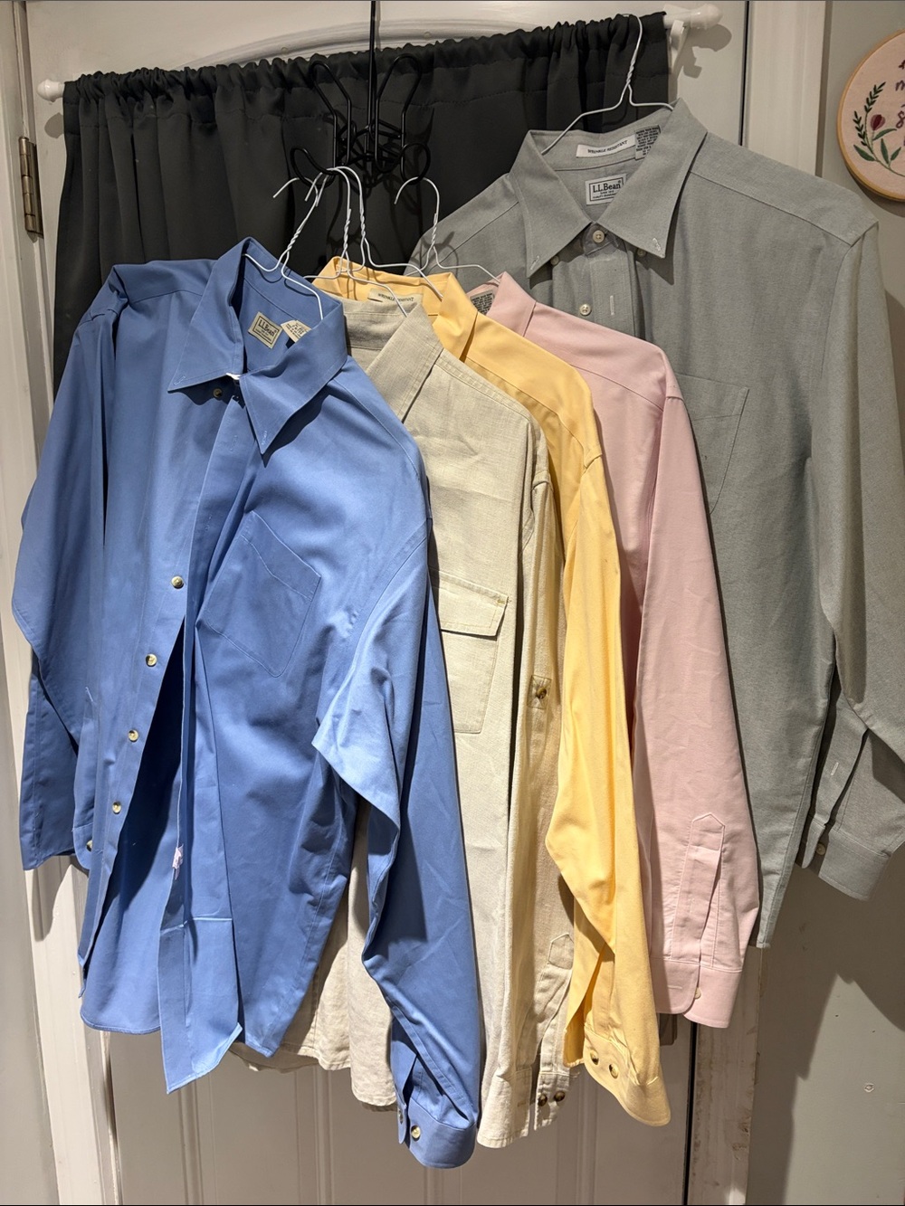 L.L. Bean Men's Lightweight Shirt  — Light Gray, Blue, Pink, Yellow, Cream